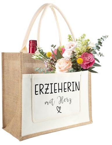 Jutetasche Damen Geschenke, Jute Shopper Bag als Geburtstagsgeschenke | Jute Einkaufstasche personalisiert Geschenk für Frauen zum Geburtstag, Abschied, Ruhestand, Muttertag, Weihnachten