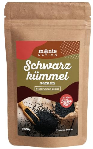 Graines de nigelle Monte Nativo (500 g) – Graines de cumin noir séchées – Nigella Sativa – Épices délicatement séchées et aromatiques idéales pour la cuisine et l'assaisonnement – Arôme et goût
