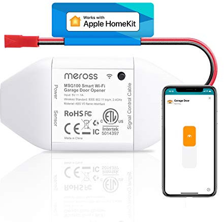 Meross Apriporta Garage Door Opener Intelligente WiFi, Apricancello Compatibile con Apple HomeKit Alexa e Google Assistant, Controllabile Tramite APP, Facile Installazione, Non è Necessario un Hub