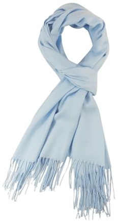 fashionchimp Pashmina-Schal für Damen mit langen Fransen, soft-weiche Stoffqualität, Damen-Halstuch (Hellblau)