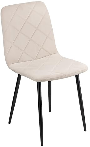 Baroni Home Sedia Moderna con Rivestimento in Velluto e Gambe in Ferro Nero, Poltrona da Soggiorno, Camera da Letto, Sala da Pranzo, Beige, 52x44x85 cm