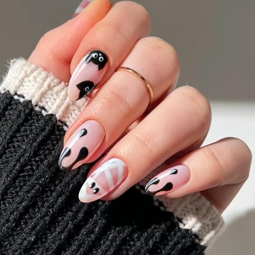 JMEOWIO Nagelfolie UV Härtend Halloween Süßer Geist UV Gel Nail Strips Nagelsticker Nagelaufkleber Nail Art Dekoration Nageldesign Zubehör