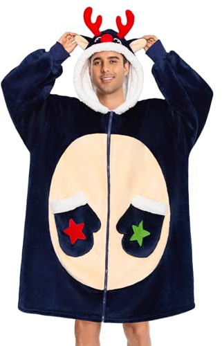 OLAOLA Decken-Hoodie mit Reißverschluss, Oversized Kuscheldecke Geschenk | Flauschiger Decken-Hoodie mit Reißverschluss aus Sherpa. Extra warme Oversized Kuscheldecke, toll als Geschenk im Winter.