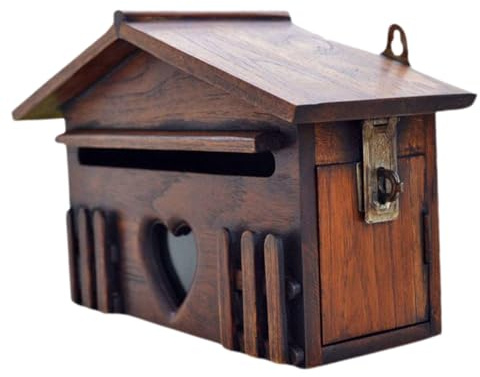 NUOBESTY Cassette Postali Legno da Parete Antipioggia Scatola Lettere Vintage Forma di Casa per Villa Porta Giornali e Suggerimenti Esterno Resistente e Facile da Installare