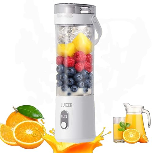 Blender portable, Blender de smoothie rechargeable et auto-nettoyant avec 6 lames en acier inoxydable, Mini Blender pour Shakes et Smoothieswith 600ML, pour le bureau, la salle de sport, la randonnée,