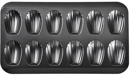 UGRBOQZK Mini Cake Pan Madeleine Tray/Tin/Mold Nonstic Cookie Pans Baking Tray Mold/Mould Tin Metal Biscuit(1Pcs Black)