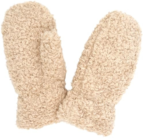 styleBREAKER Damen Fäustlinge Teddyfell Fleece | Elastische Passform für 16-21 cm Handumfang, 25 cm Gesamtlänge, 9 cm Daumenlänge, Gummizug, ohne Finger.