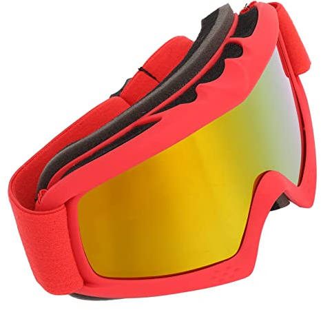 Xiuganpo Lunettes de Ski pour Enfants, Résistantes aux Chocs, Lentille à Revêtement HD, Protection UV, Lunettes de Snowboard pour le Ski, L'équitation, PC en Silicone (rouge)