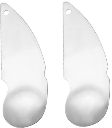 SHINEOFI 2 pièces Couteaux Fruits Acier Inoxydable Cuillères Creuser Fruits et Trancheuse Kiwi Outil Pratique pour Peler et Découper Kiwis Maison et Au Restaurant