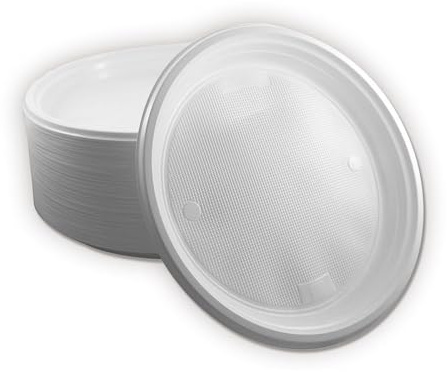 200 Stück Mehrweg Ungeteilt Menüteller Ø22 cm Robust Plastik Teller Plate | Spülmaschinen- und Microwellen geeignet, Wiederverwendbar Kunststoffteller Plastikgeschirr - Partygeschirr, Partyteller