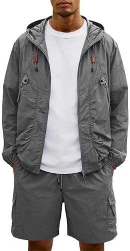 Ropa Hombre Verano, Gimnasio Drip Casual Moda Chaqueta De E Pantalones Cortos, Deportivas Running Gimnasio Tenis Montaña Manga Larga Ibicenca Deporte Chandal Hombre Verano,Protección Solar XXL