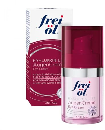 frei öl Anti Age Hyaluron Lift AugenCreme mit Anti Aging Effekt: reduziert die Faltentiefe und Krähenfüße, strafft und glättet die Haut, wirkt abschwellend, Augenpflege, vegan, 15 ml
