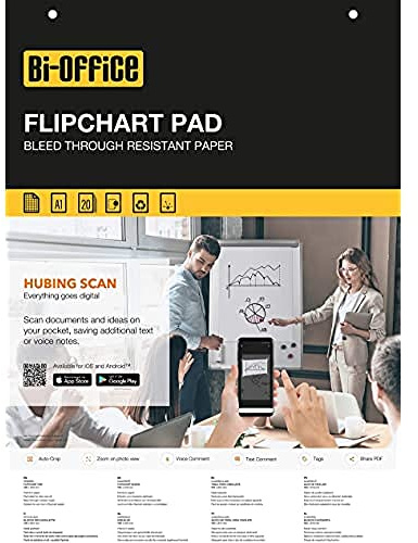 Bi-Office - Flipchartblock A1, Kariert, 20 Blättern, 55 g/m² Papier, 5 Flipchartblöcke