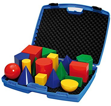 Betzold - 17 Geometriekörper im Kunststoffkoffer - in 4 verschiedenen Farben