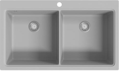 vidaXL Lavandino Cucina Granito Grigio lavello Doppio con Montaggio sopra