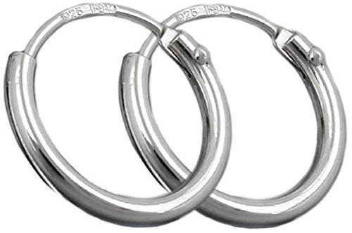 Damen Creolen Silber 925 Klein 11 x 1,3 mm Glänzend Stecker Schmuckbox Schmuck Ohrschmuck Ohrringe Kreolen