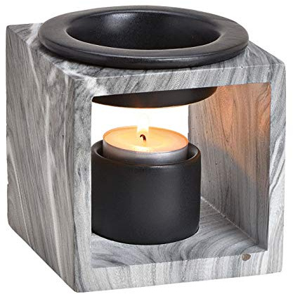 levandeo Duftlampe 10x10cm Keramik Marmoroptik Schwarz Weiß Öllampe Aromalampe Tischdeko Duft Raumduft