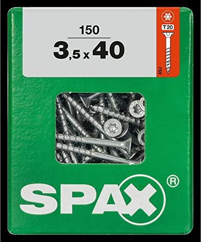 SPAX Universalschraube, 3,5 x 40 mm, 150 Stück, Teilgewinde, Senkkopf, T-STAR plus T20, 4CUT, WIROX - 4191010350407