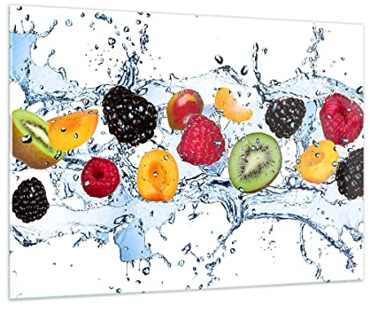 Moderne Impression sur Verre 100x70cm Image Tableau en Verre Decoration Murale Eau fruits frais nourriture Grand Tableaux Decoratifs Muraux Chambre Horizontal Deco Cadre Salon Art GAA100x70-2675