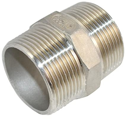Megairon 1/8 ~2 NPT Male Threaded Hex Nipple,Stainless Steel 304 Quick Coupler Pipe Fitting (1-1/2)