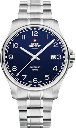 Swiss Military by Chrono Herren Uhr Armbanduhr Quarzwerk mit Edelstahl Metallarmband oder Lederband Analoge Herrenuhr SM30200