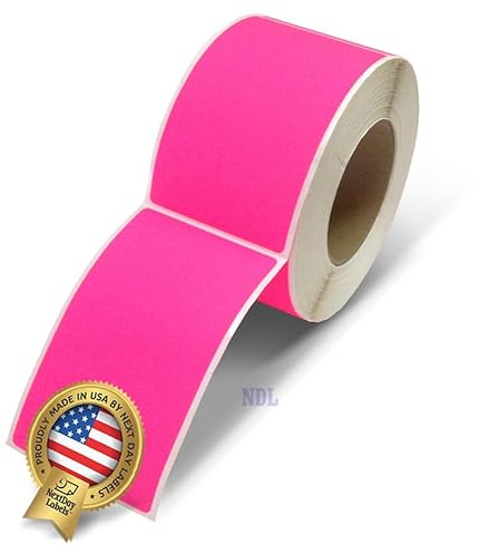NextDayLabels 500 Rectangle Stickers (3 x 5) - Color Coding Labels Roll - Moving Labels for Boxes, Colored Inventory Stickers for Packing, Organizing, and Storage (Fluorescent Pink)