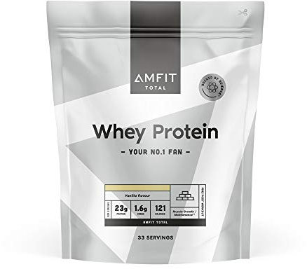 Amazon Brand - Amfit Nutrition Whey Protein Powder, Vanilla Flavour, 33 Servings, 1 kg (Pack of 1)
