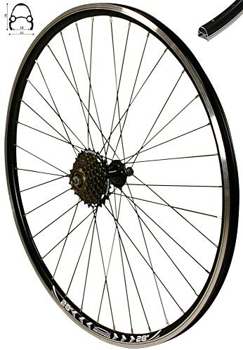 Redondo 28 Zoll Hinterrad Laufrad Hohlkammer Felge QR Schwarz + 7-Fach Kranz