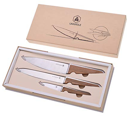 LAGUIOLE - Laguiole Schachtel mit 3 Messern - Kochmesser, Gemüsemesser, Gemüsemesser, rostfreier Stahl und Bambusholz, braun