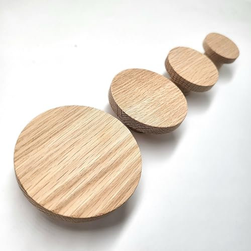 Runde Wandhaken aus unbehandeltem Eichenholz (4cm 5cm 6cm 7cm) Garderobe Eingangsbereich Kleiderhaken Kinderzimmer Flur Baby Geschenk
