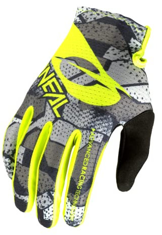 O'NEAL | Fahrrad- & Motocross-Handschuhe | MX MTB DH FR Downhill Freeride | Langlebige, Flexible Materialien, belüftete Handoberseite | Matrix Glove Camo V.22 | Erwachsene | Grau Neon-Gelb | Größe XL