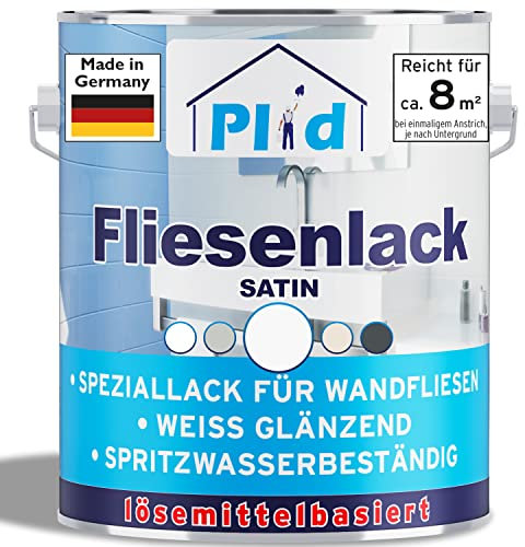 plid® Vernice per piastrelle 0,75L - Bianco satinato, resistente all'umidità - Per bagno e cucina - 3in1: pittura e smalto per interni - Made in Germany