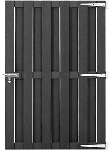 Gartentor aus WPC, 100 x 150 cm, grau, mit Gleitverschluss und Scharnieren, für Garten oder Terrasse