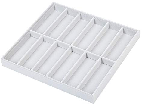 01 Custodia per Occhiali da Sole, Durevole 12 Griglie Cassetto Espositore per Gioielli in Grigio