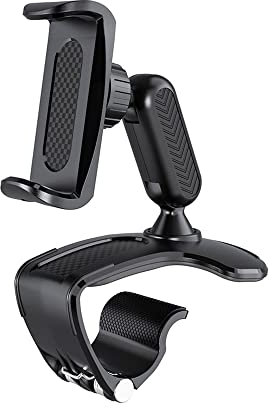 ComPDCVD Support de Téléphone Multifonction pour Tableau de Bord de Voiture Automobile Car Phone Mount avec Clip à Ressort réglable Rotatif à 360° pour GPS et Les Smartphones de 4 à 7 Pouces - Noir