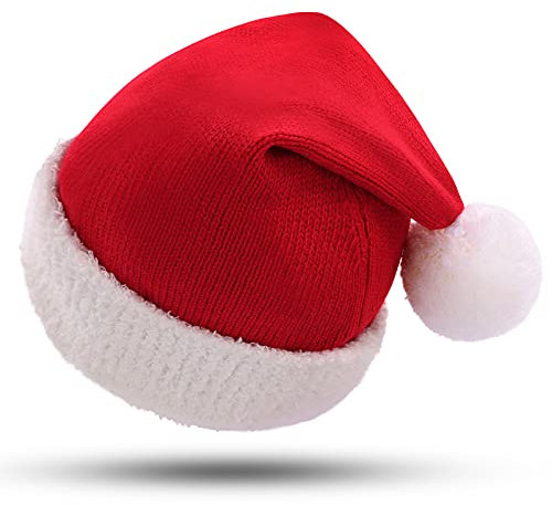 KONVINIT Weihnachtsmütze für Baby,Weihnachtsmütze für Klein kinder,Warm und Gemütlich Nikolausmütze Kleinkind Rot Gestrickte Weihnachtsmann Mütze baby 0 1 2 3 4 5 Jahre,110