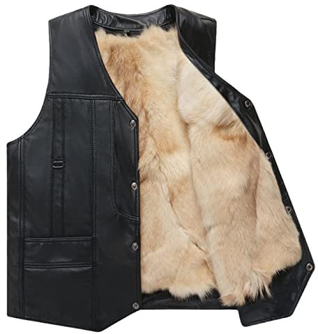 Winterjacke Herren Schaffell Weste Frühling Sommer Weste Fell Große Kleidung, Das Wolffell, XXL