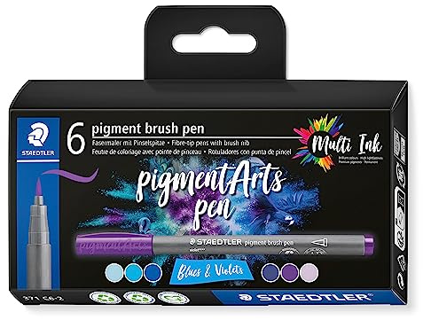 STAEDTLER Pigment Brush Pen 371 – 6er Set, Pastell | Pinselspitze, Multi Ink Pigmenttinte, wasserfest – lichtbeständig – Art.-Nr. 371 C6-2