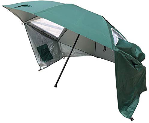 CHEMYO Parapluie Portable Tente De Plage 2 en 1 Parasol Parasol Auvent De Pêche, avec Mât Télescopique, Fenêtre D'écran Respirant, Bleu, Rouge, Vert