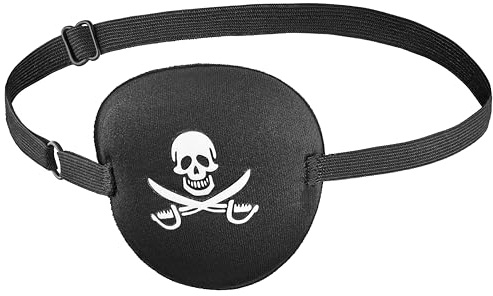 Balinco Augenklappe Pirat Erwachsene, Piraten Augenklappe Schwarz, Seeräuber Augenmaske, Piratenkostüm Zubehör, Augenabdeckung, Karneval & Halloween