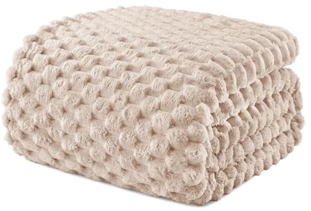 Exclusivo Mezcla Fleece King Blanket for Bed, Extra Large Fuzzy Camel Bed Blankets, Soft Cozy Plush Sofa Throws for All Seasons, 90x104 Inches