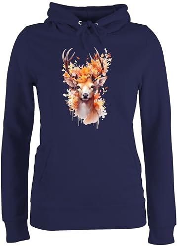 Shirtracer - Pullover Damen Hoodie Frauen - Kompatibel mit Oktoberfest - Geschenk Hirsch Geweih I Hirschgeweih I Hirschmotiv Geschenk Jäger I Jägerin I Jagd