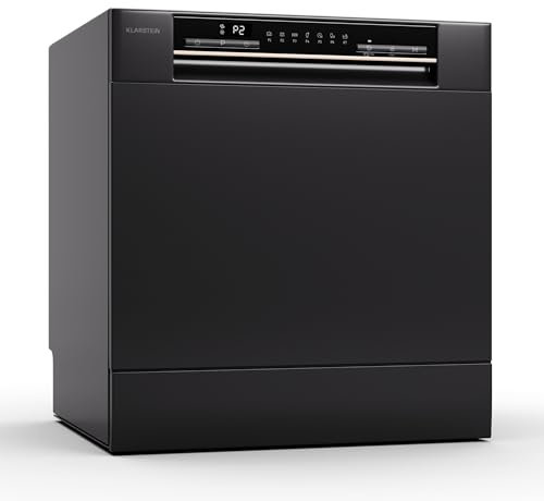 Klarstein Lavastoviglie 8 Coperti, Libera Installazione Silenziosa Con 6 Programmi di Lavaggio, Mini da Tavolo Compatta e Facile da Installare