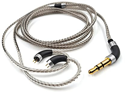 okcsc 0.75/0.78MM 2Pin Earphone Cable Silver Plated 6N OCC High Purity Beryllium Copper for Final Audio FIIO FH1s JH3 KZ EDX ZST ES4 ED12 ZSR AS10 CCA C10 A3000 MAKE4 IEM Cable with 2.5MM Plug 4FT