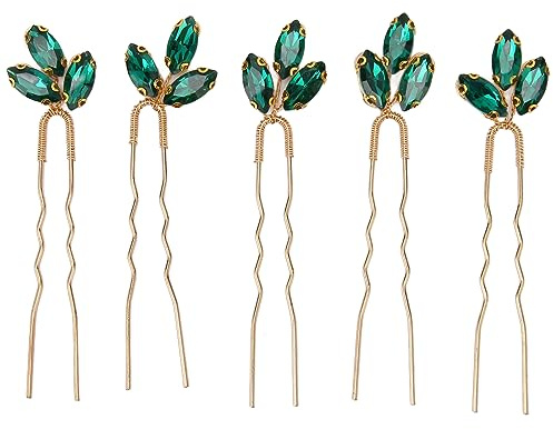 Generic -Haarnadel, Haarschmuck, Haarnadel, steine, Weiblich, Hochzeit, Retro, 5 Stück, Antik, Leicht, Hochzeit, Grün, Hochzeitsschmuck, Schmuck, Schmuckzubehör