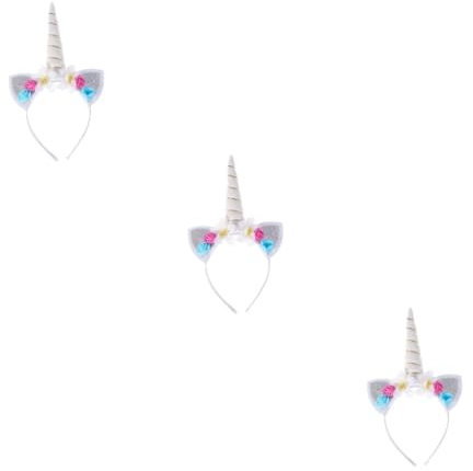 UPKOCH 3stücke Einhorn-haarband Mit Blumen Und Horn Accessoire Für Kostümpartys Festivals Und Cosplay Weiß Für Cartoonhaftes Design Bringt Spaß Und Farbe Jedes Event