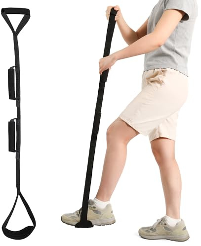 Kekoy 122 cm langer Beinheber-Gurt, starrer Beinheber, Hüft- und Knieersatz, Operationsset, Mobilitätshilfen für ältere Menschen, Behinderte, Knie- und Hüftersatz (122cm Schwarz)
