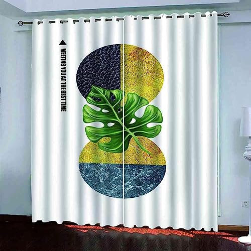 Vorhang Blickdicht Ösen Thermo Verdunkelungs Polyester Gardinen 2 Stück 3D Kreative Pflanzenblätter Für Schlafzimmer Wohnzimmer Kinder Oder Babyzimmer - Bedruckte Verdunkelungsvorhänge-0V0M4Y4Z0J2