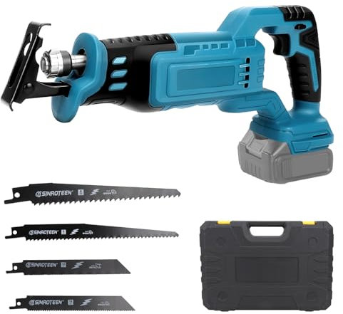 Akku-Säbelsäge für Makita 18V Lithium-Akku, Professional 18V Akku Säbelsäge mit 4 Sägeblättern, Elektrische Reciprosäge Variabler Geschwindigkeit zum Schneiden von Holz, Metall und PVC (ohne Akku)