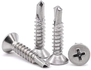 160 tornillos autorroscantes de chapa de 4,2 x 25 mm, acero inoxidable 410, cabeza plana Phillips de alta resistencia